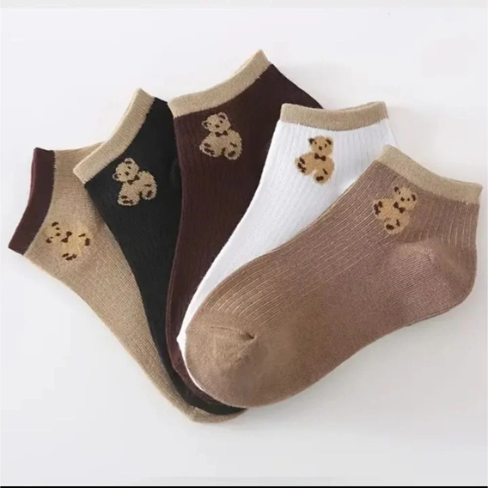 Brown teddy bear ankle socks bundle